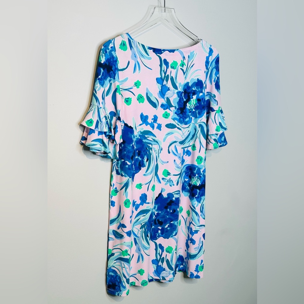 Lilly Pulitzer Lula Pink Tropics Sweet Pea Floral Print Ruffle Sleeve Dress Sz S - Picture 6 of 14